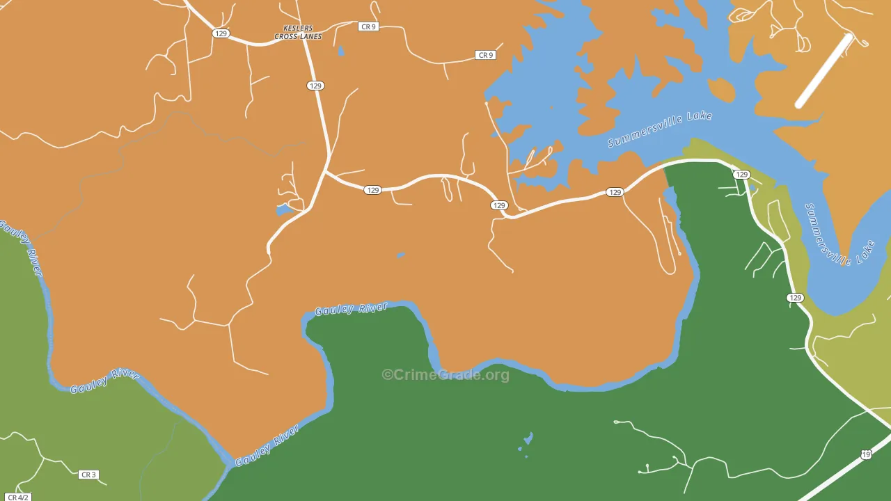 Keslers Cross Lanes, WV Map of Robbery Rates