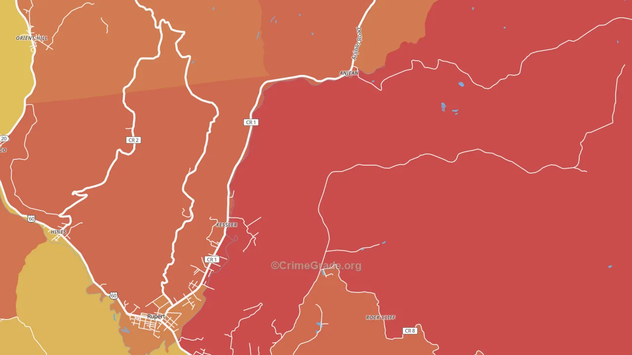 Kessler, WV Map of Robbery Rates