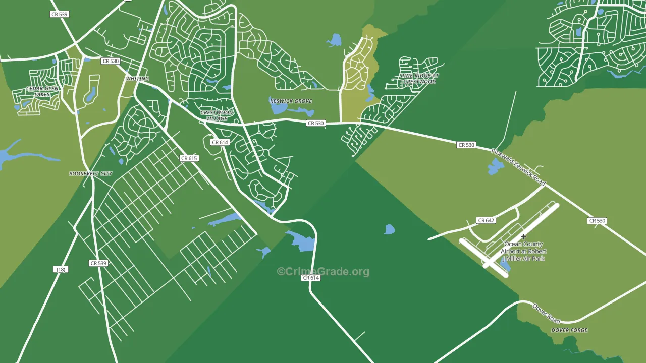 Keswick Grove, NJ Map of Robbery Rates