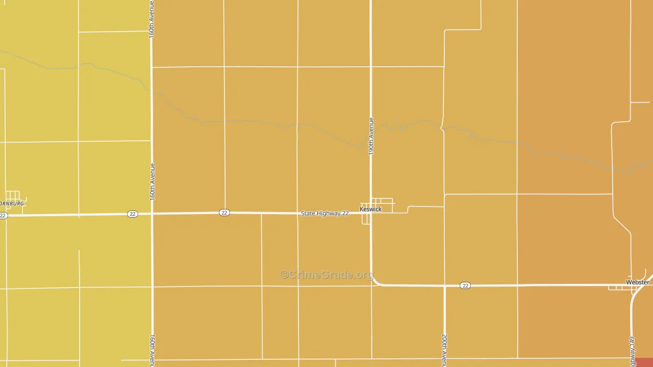 Keswick, IA Map of Robbery Rates