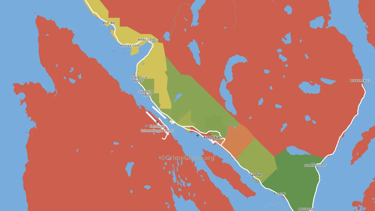 Ketchikan, AK Map of Robbery Rates
