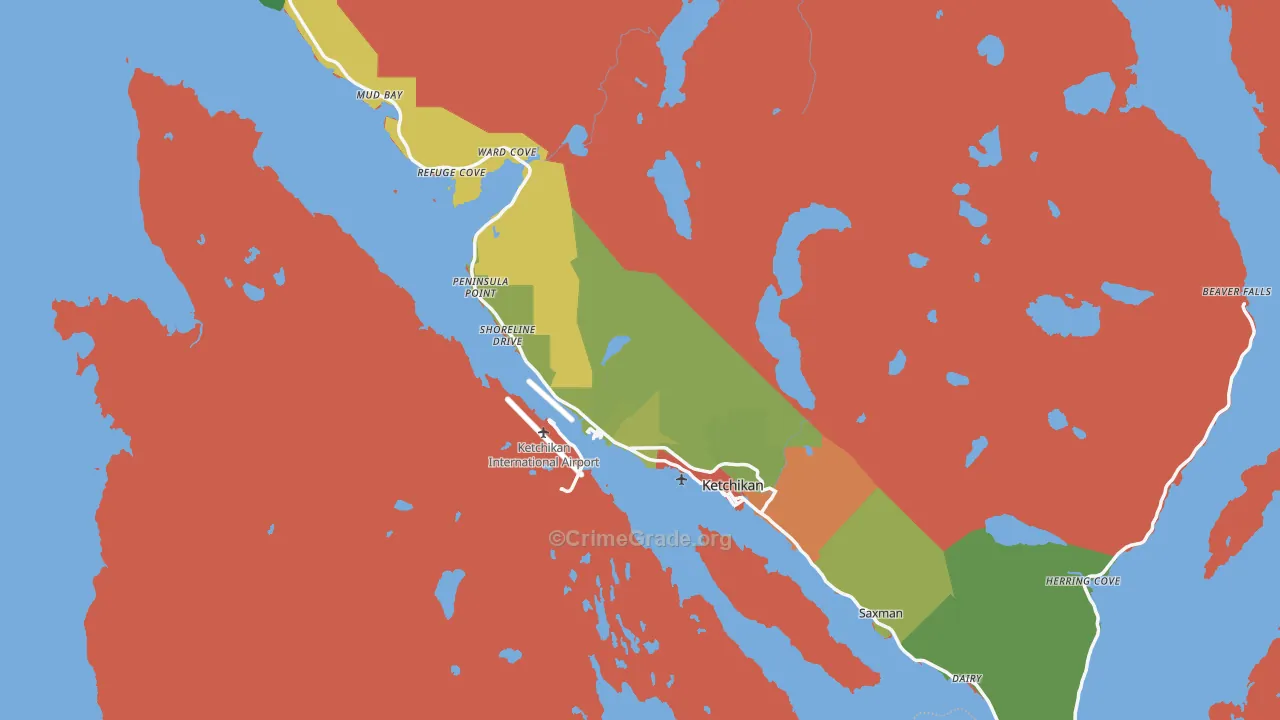 Ketchikan Gateway Borough, AK Map of Robbery Rates