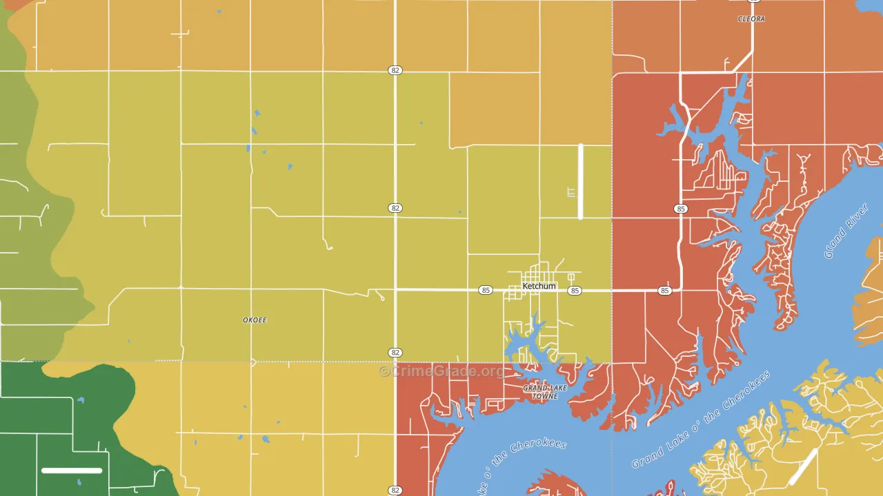 Ketchum, OK Map of Robbery Rates