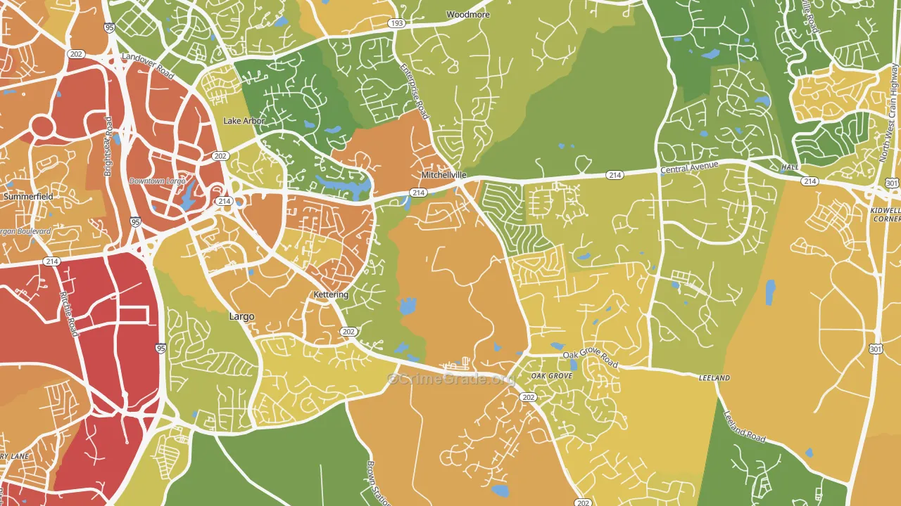 Kettering, MD Map of Robbery Rates