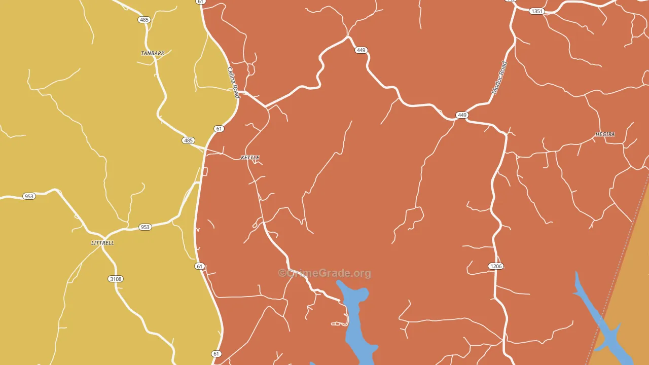 Kettle, KY Map of Robbery Rates