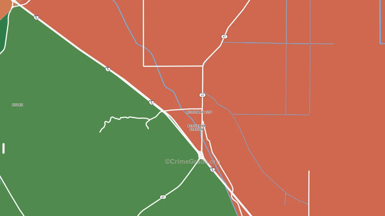 Kettleman City, CA Map of Robbery Rates
