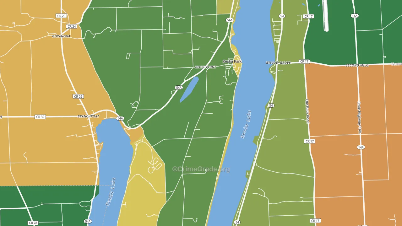 Keuka Park, NY Map of Robbery Rates