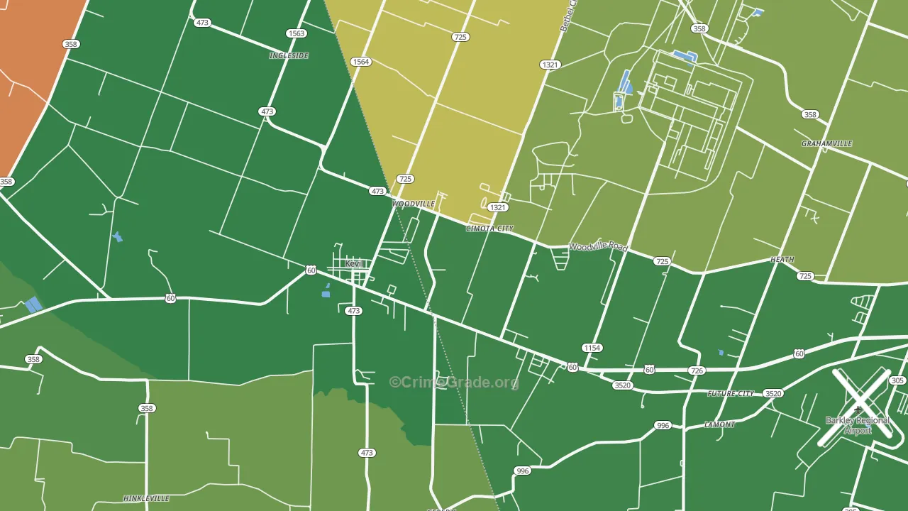 Kevil, KY Map of Robbery Rates
