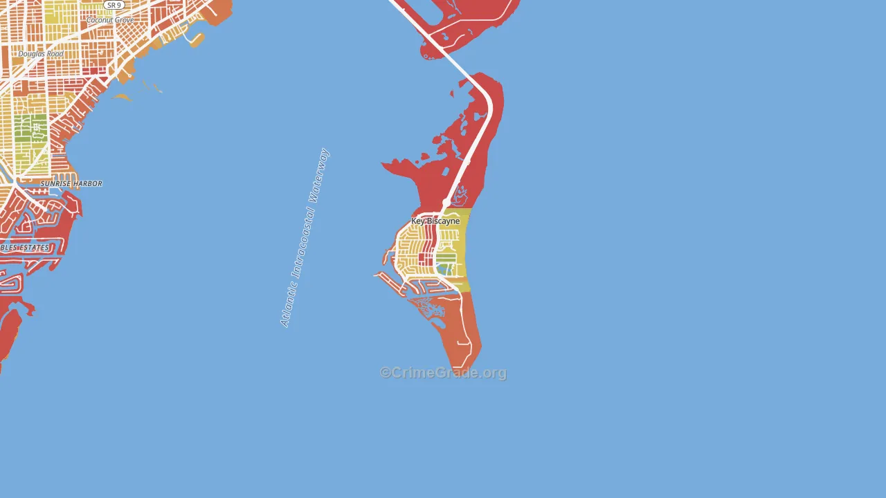 Key Biscayne, FL Map of Robbery Rates