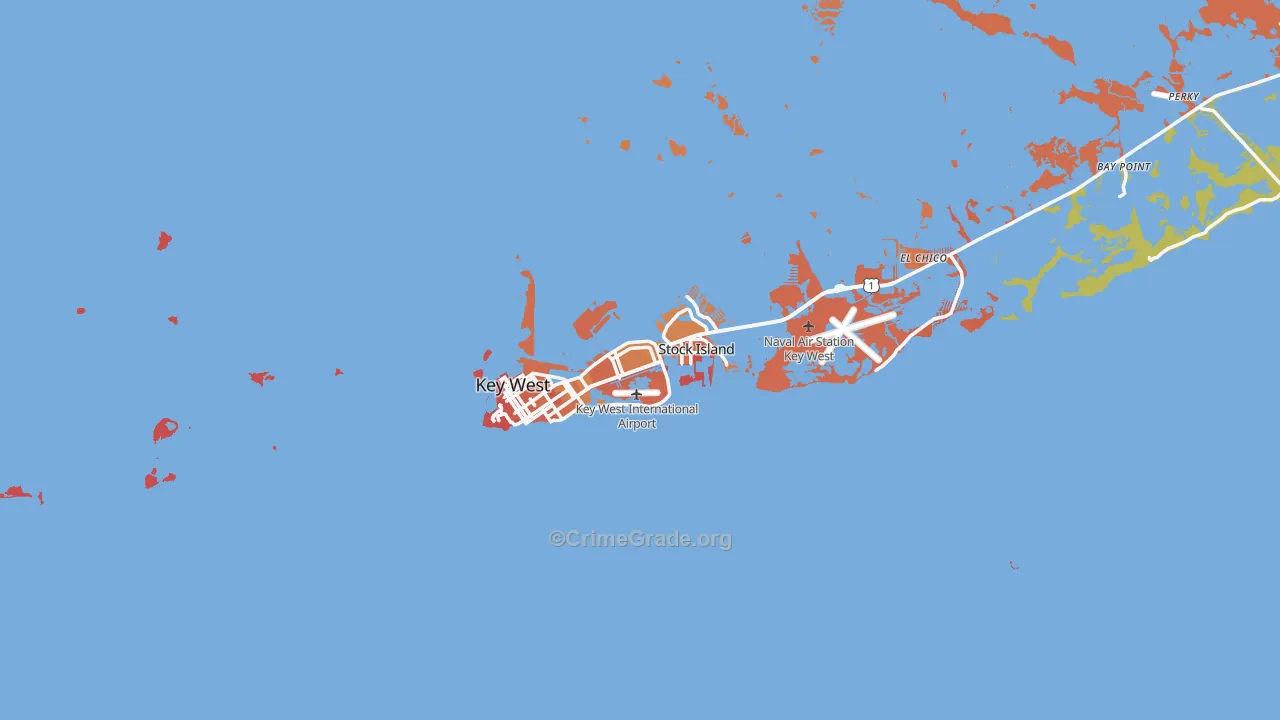 Key West, FL Map of Robbery Rates