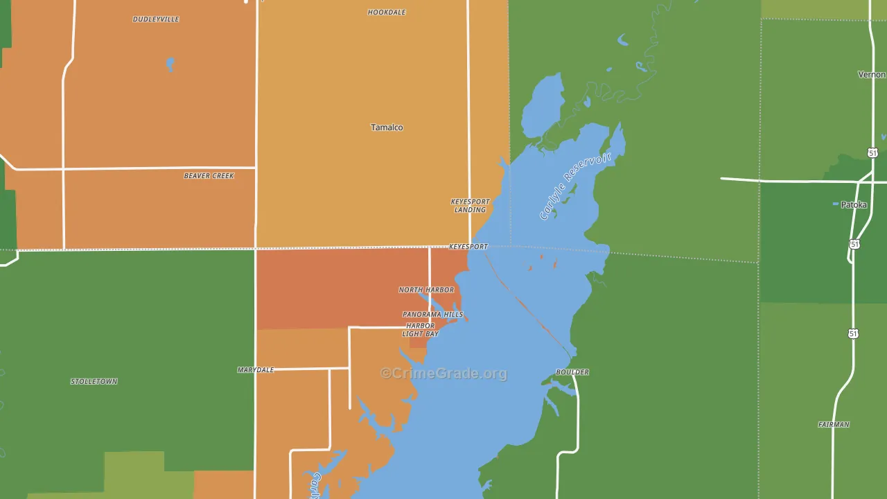 Keyesport, IL Map of Robbery Rates