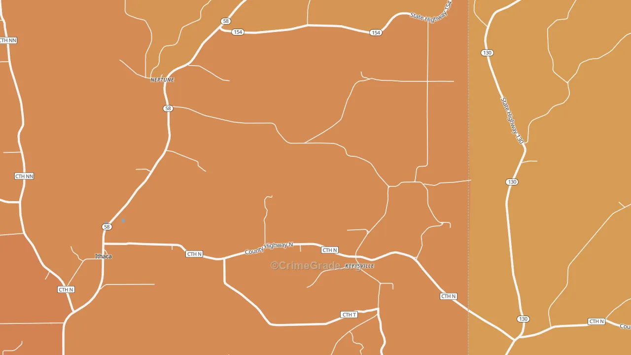 Keyesville, WI Map of Robbery Rates