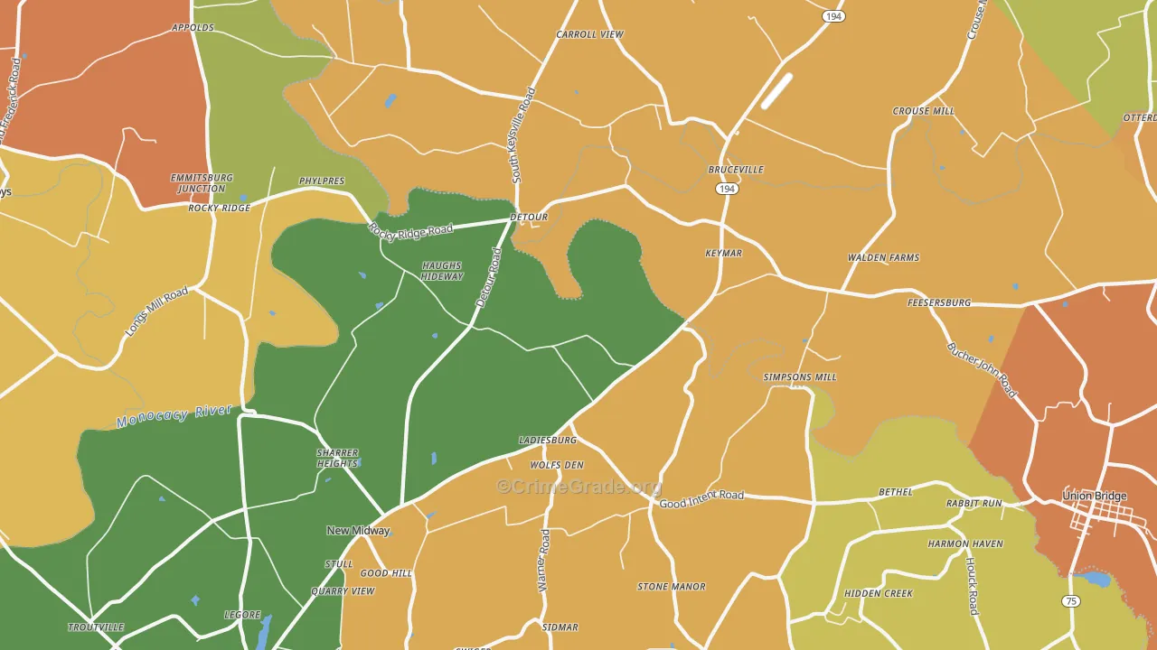 Keymar, MD Map of Robbery Rates