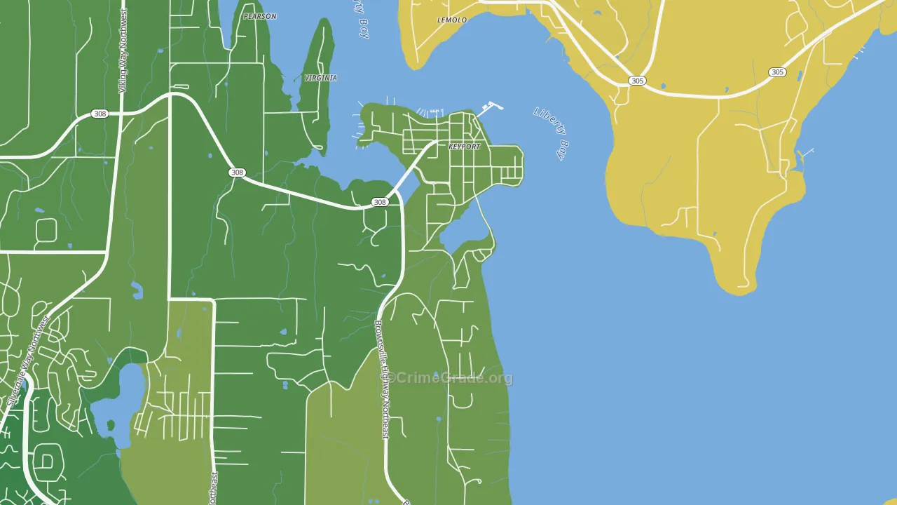 Keyport, WA Map of Robbery Rates
