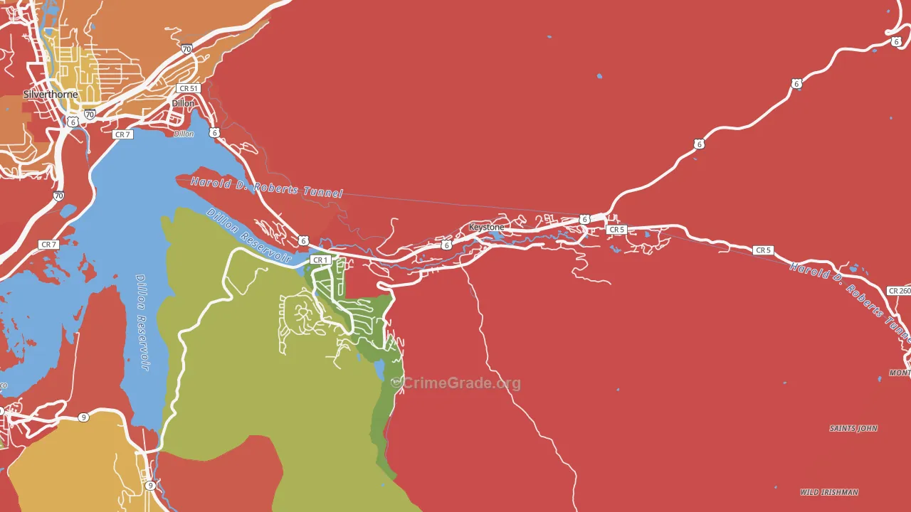 Keystone, CO Map of Robbery Rates
