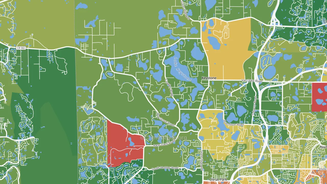Keystone, FL Map of Robbery Rates