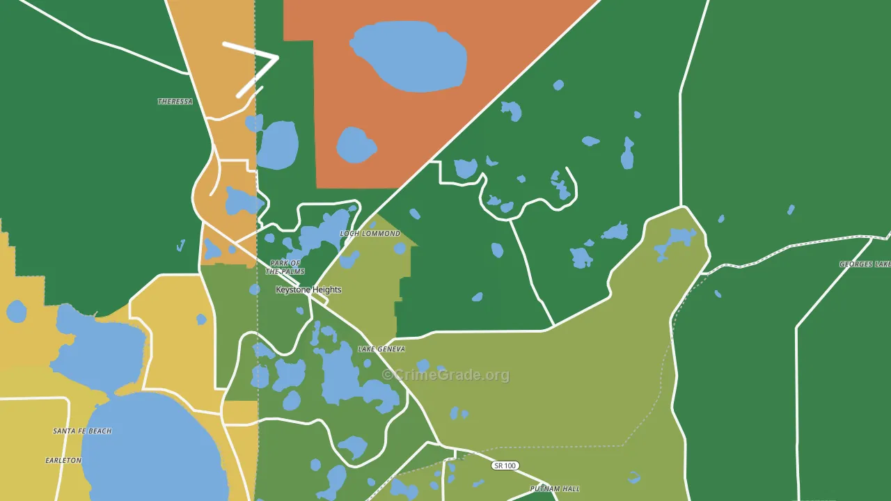 Keystone Heights, FL Map of Robbery Rates