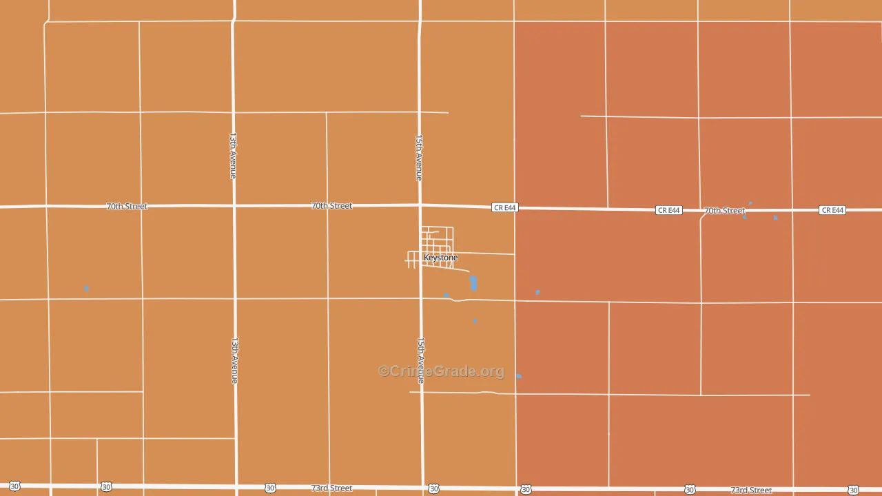Keystone, IA Map of Robbery Rates