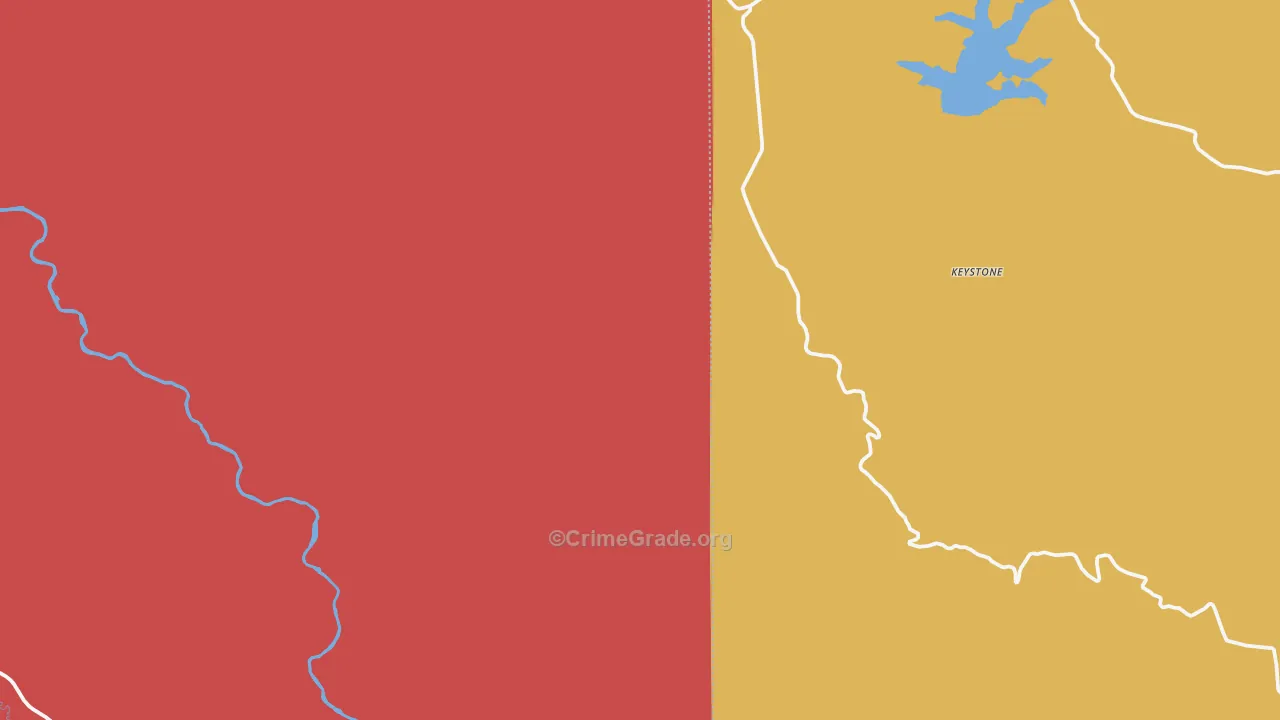 Keystone, WY Map of Robbery Rates