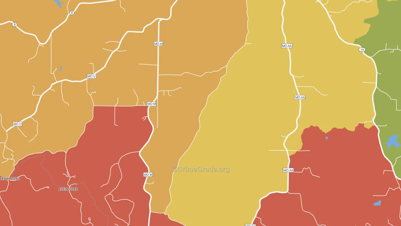 Keysville, MO Map of Robbery Rates