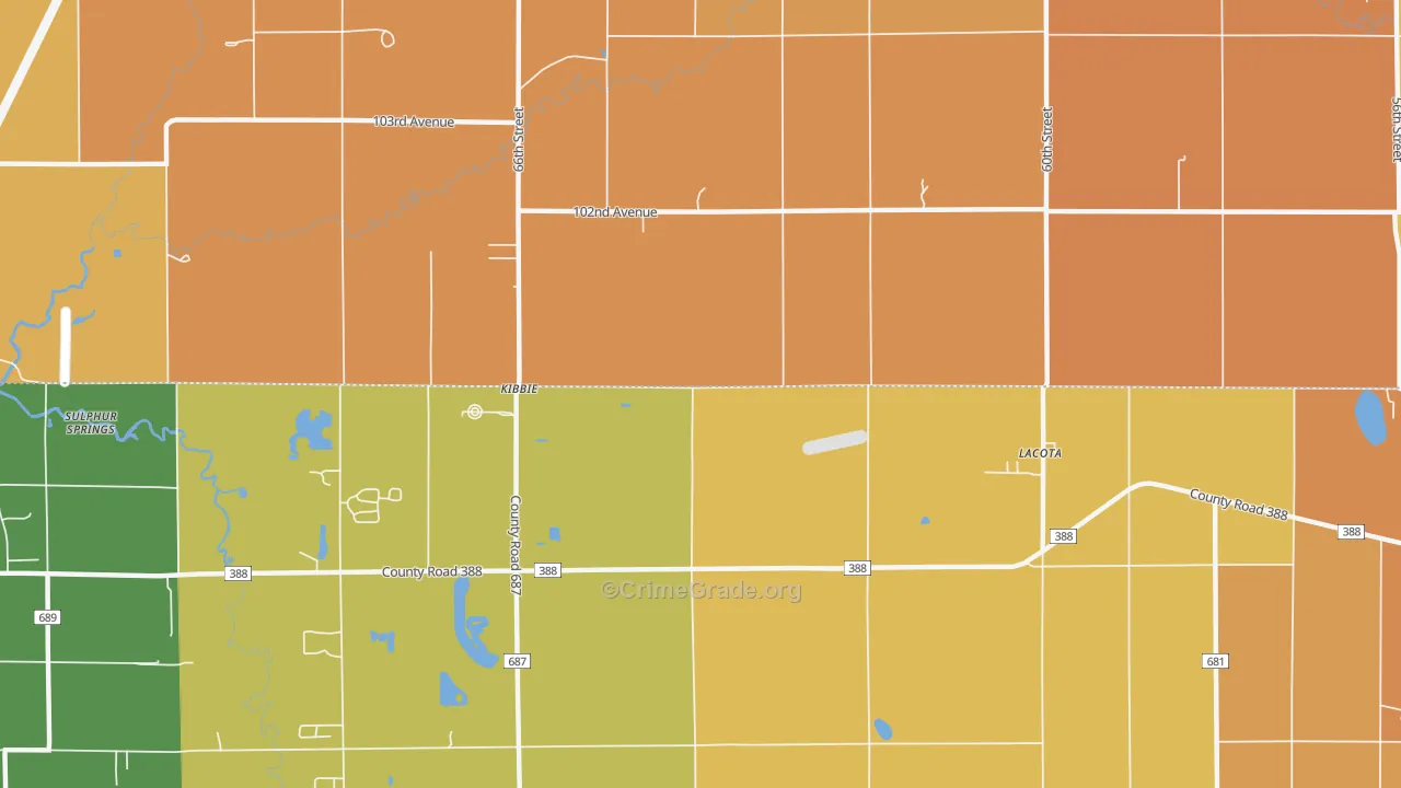 Kibbie, MI Map of Robbery Rates