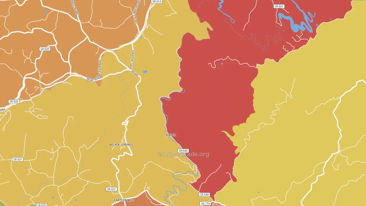 Kibler, VA Map of Robbery Rates