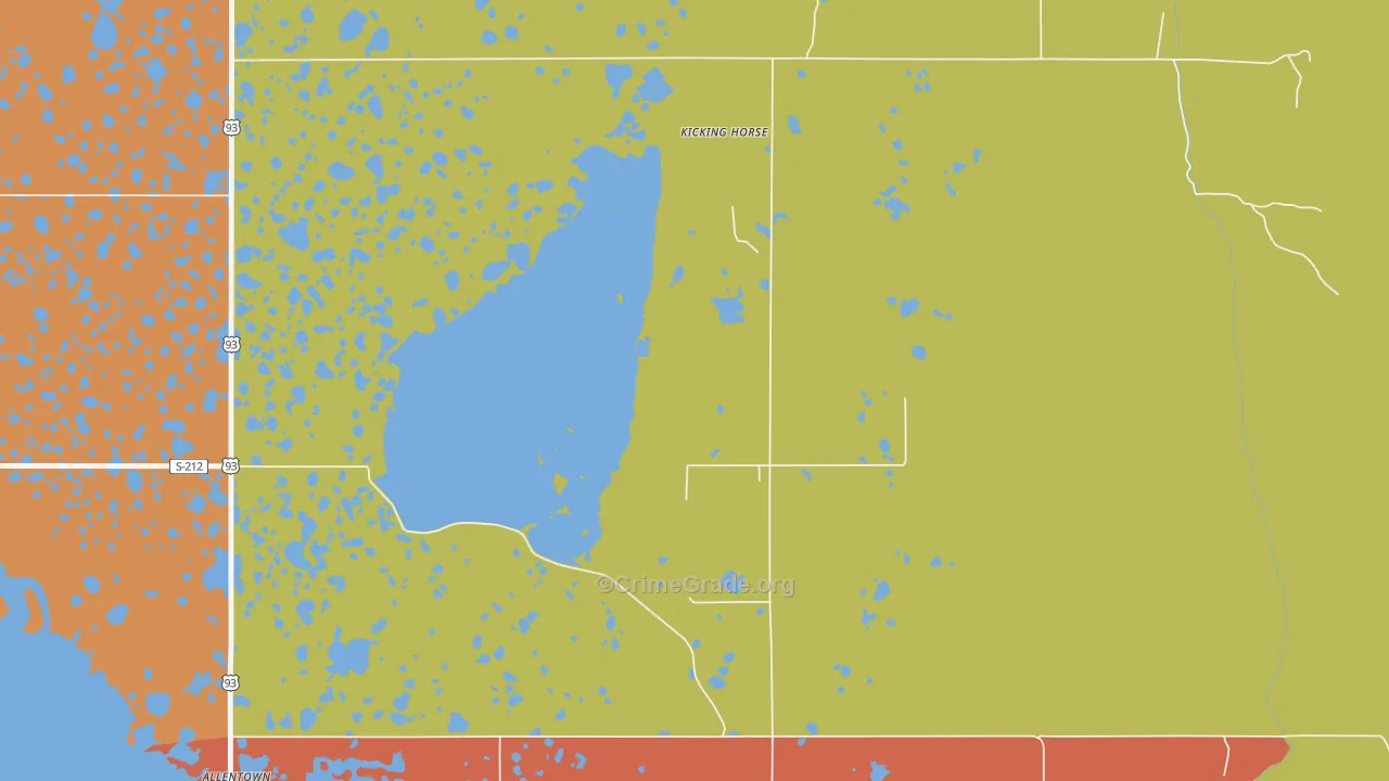 Kicking Horse, MT Map of Robbery Rates