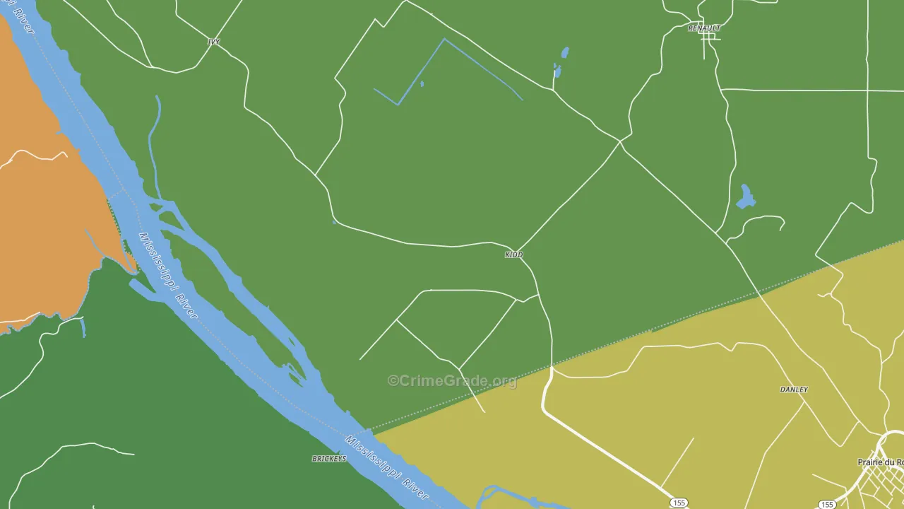 Kidd, IL Map of Robbery Rates