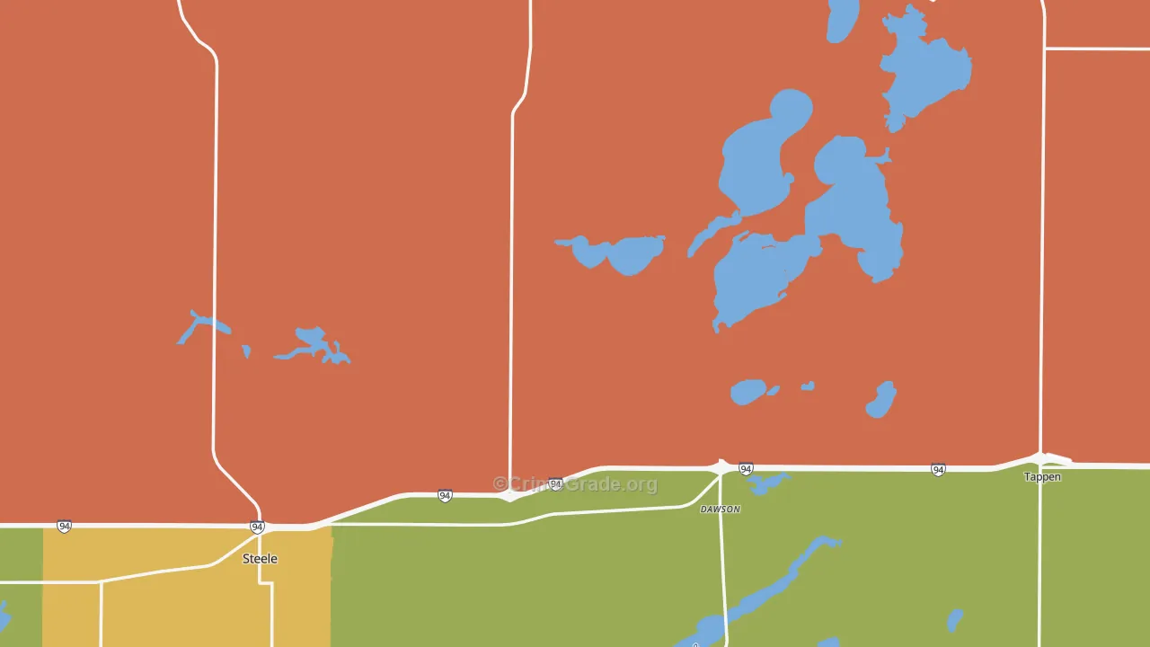Kidder County, ND Map of Robbery Rates