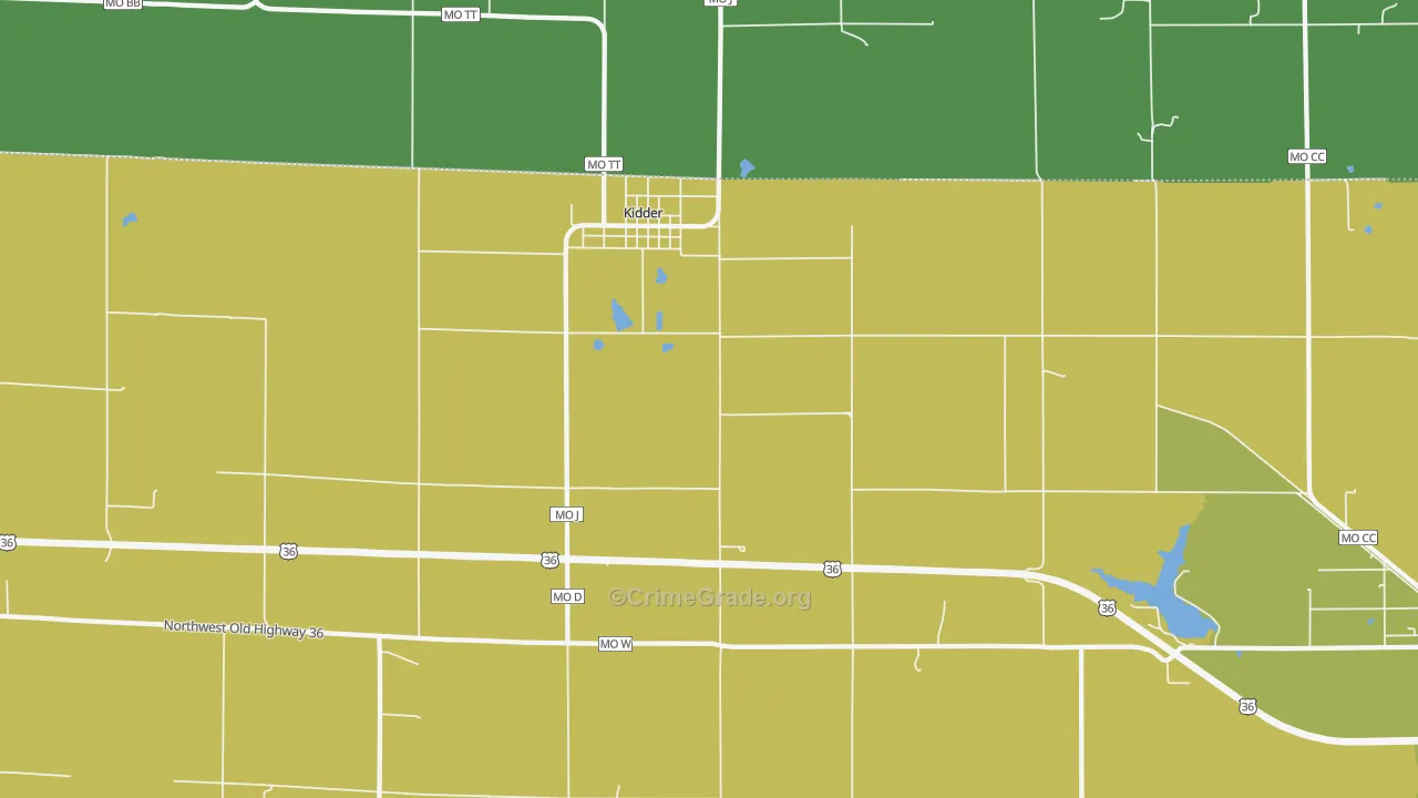 Kidder, MO Map of Robbery Rates