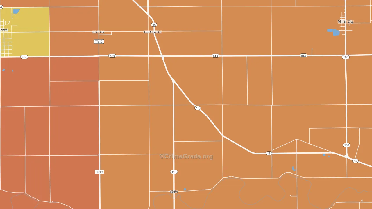 Kieferville, OH Map of Robbery Rates