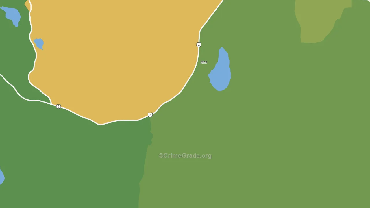 Kila, MT Map of Robbery Rates
