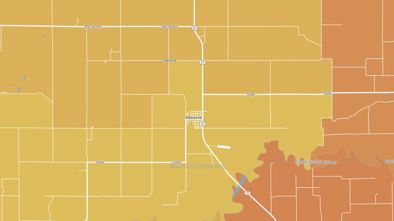 Kilbourne, IL Map of Robbery Rates