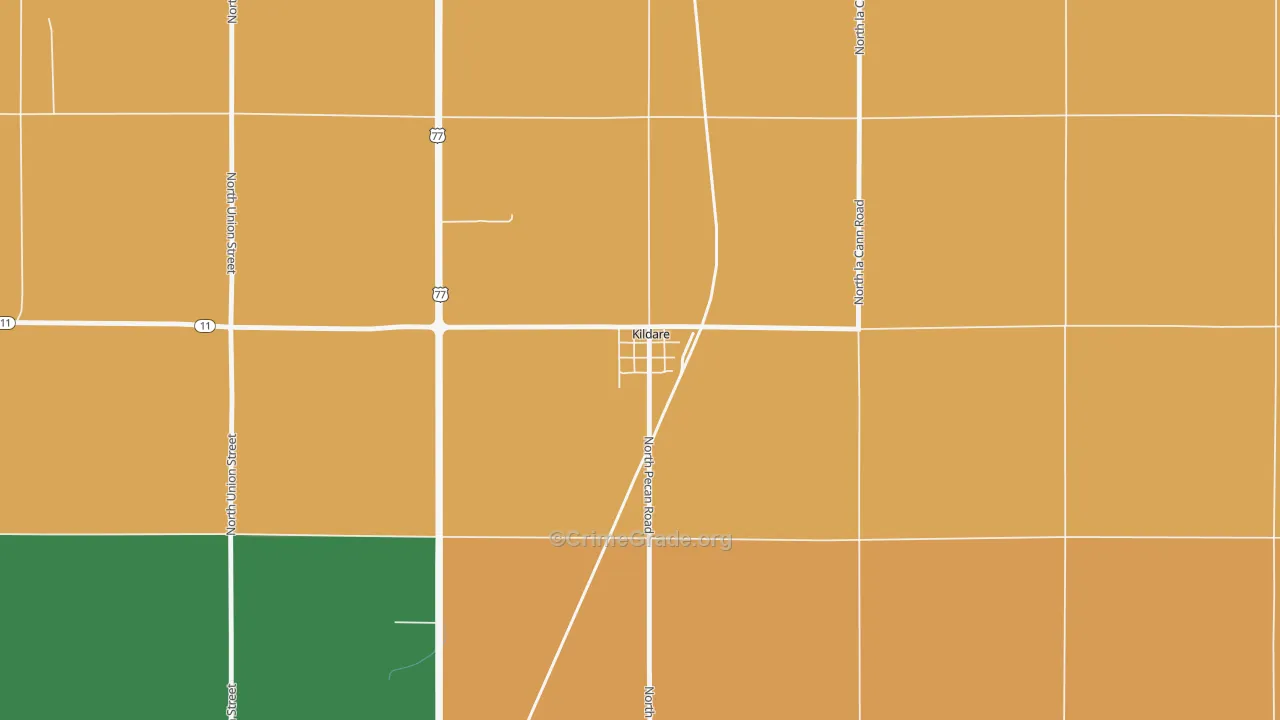 Kildare, OK Map of Robbery Rates