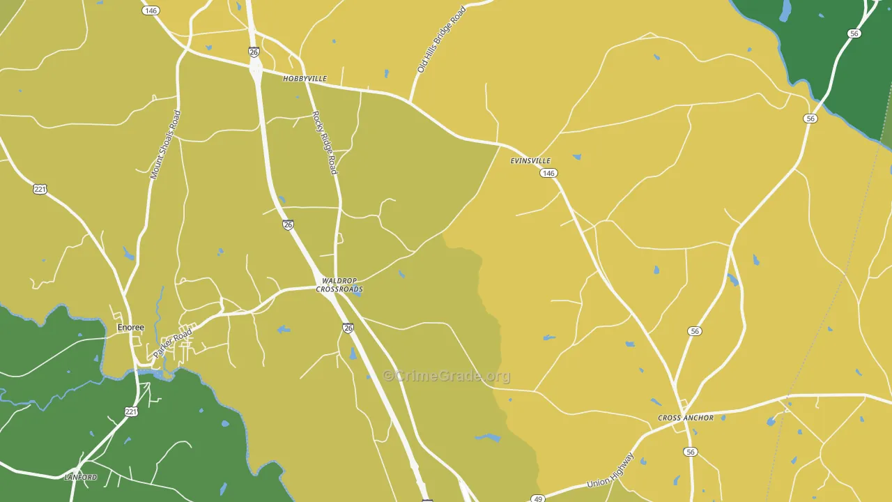 Kilgore, SC Map of Robbery Rates