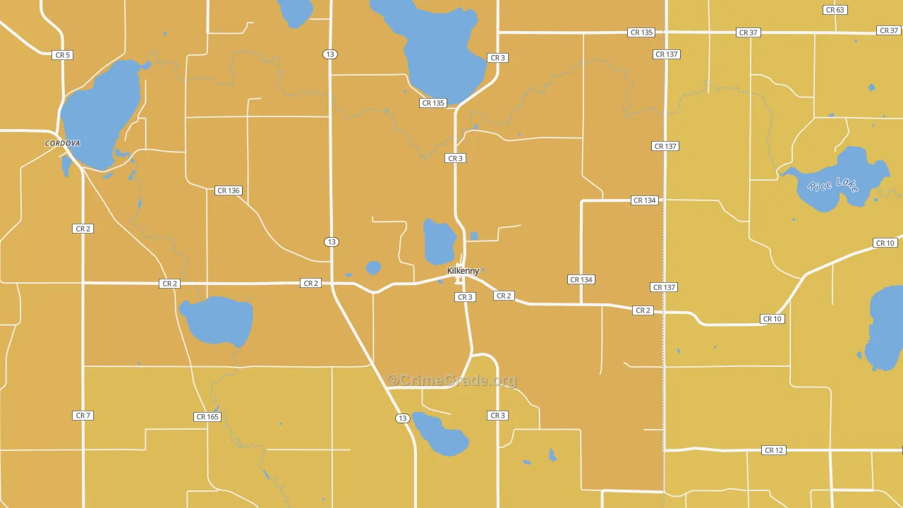 Kilkenny, MN Map of Robbery Rates