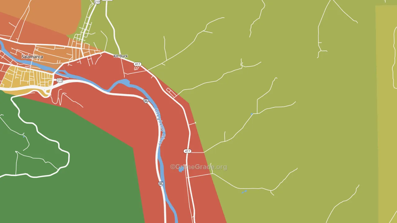 Kill Buck, NY Map of Robbery Rates