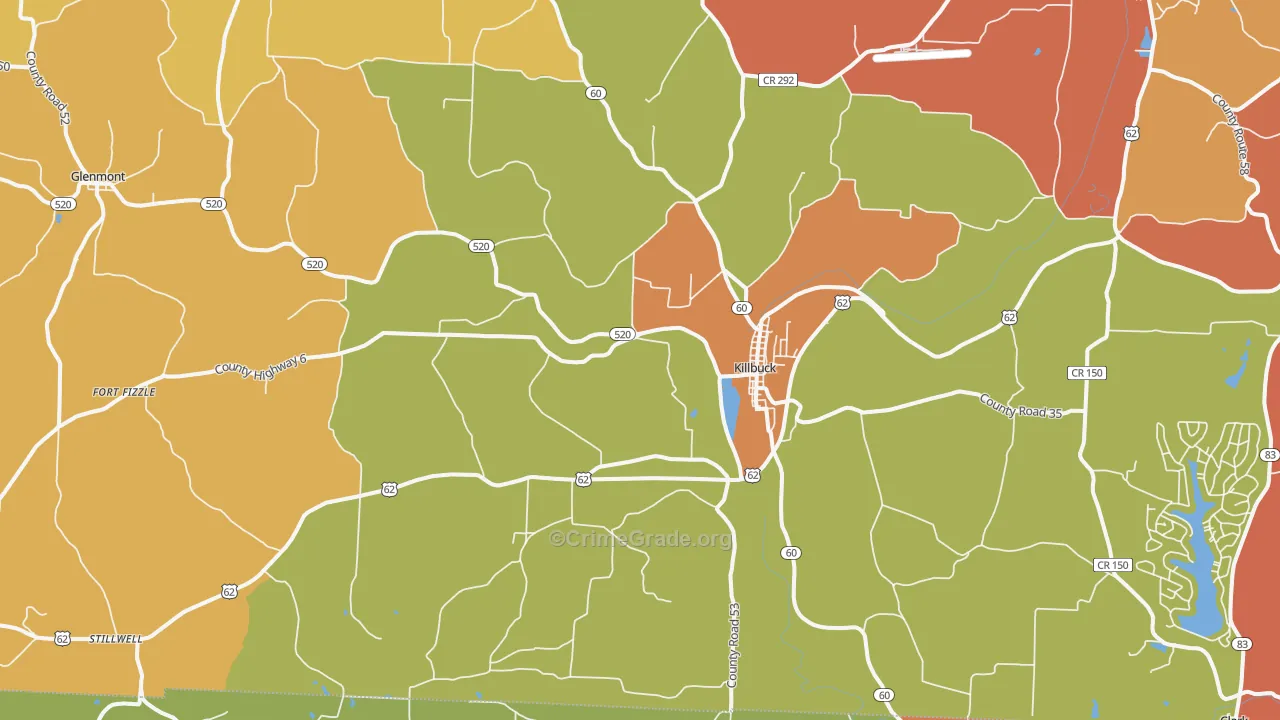 Killbuck, OH Map of Robbery Rates