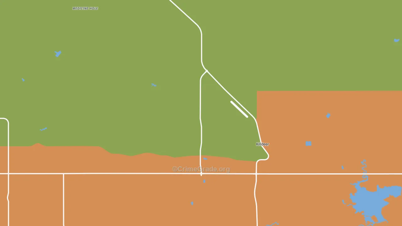 Killdeer, ND Map of Robbery Rates