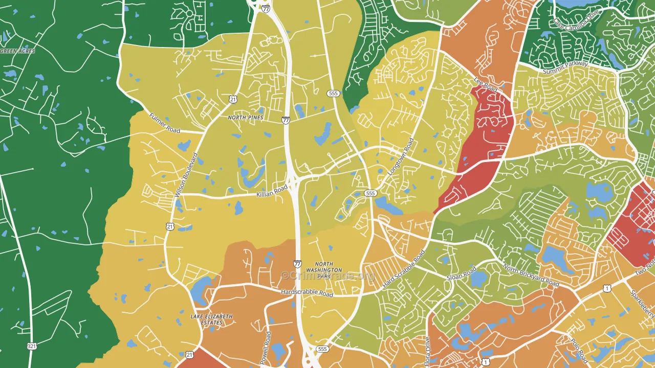 Killian, SC Map of Robbery Rates