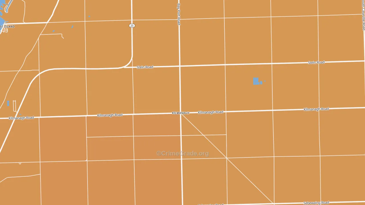 Kilmanagh, MI Map of Robbery Rates