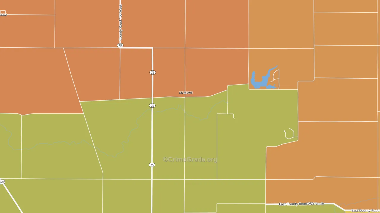 Kilmore, IN Map of Robbery Rates