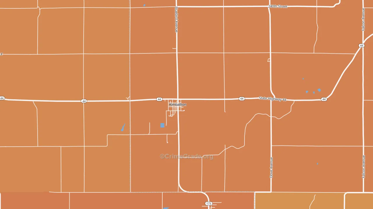 Kimballton, IA Map of Robbery Rates