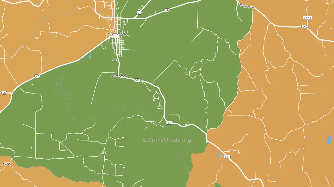 Kimberley, AR Map of Robbery Rates