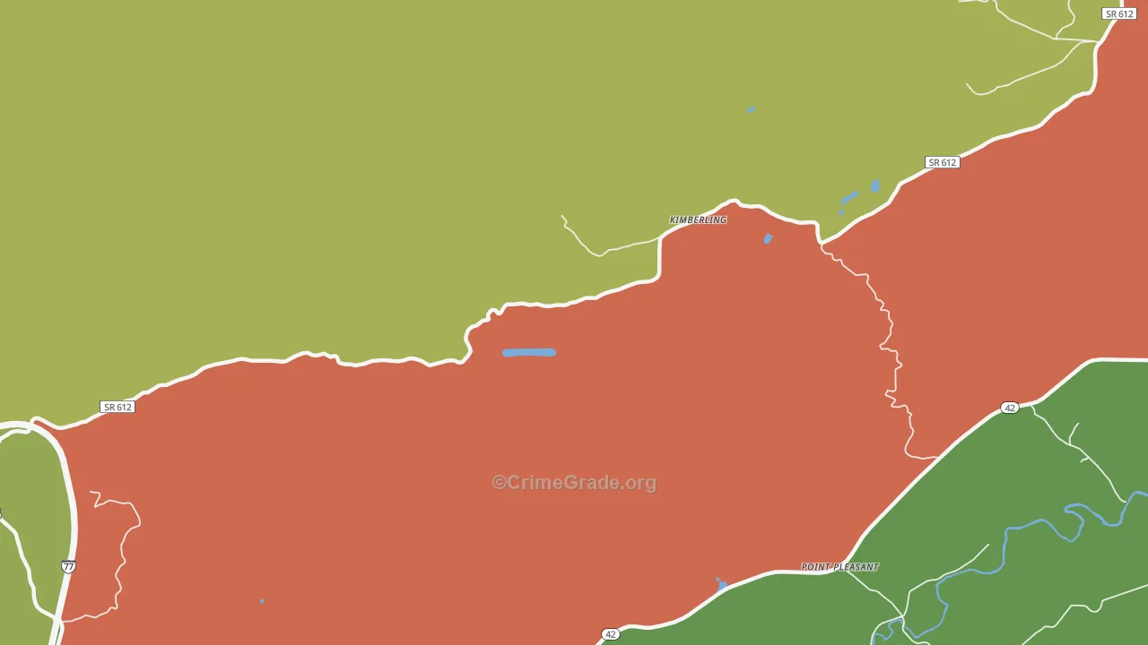 Kimberling, VA Map of Robbery Rates