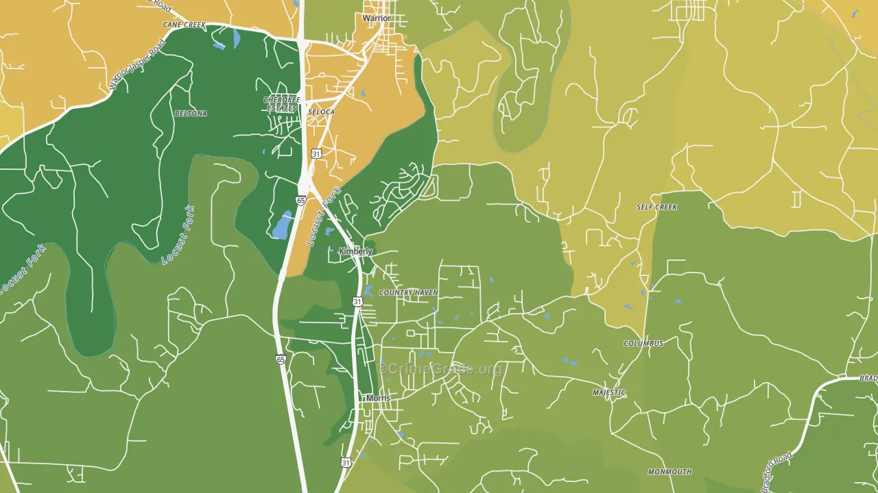 Kimberly, AL Map of Robbery Rates