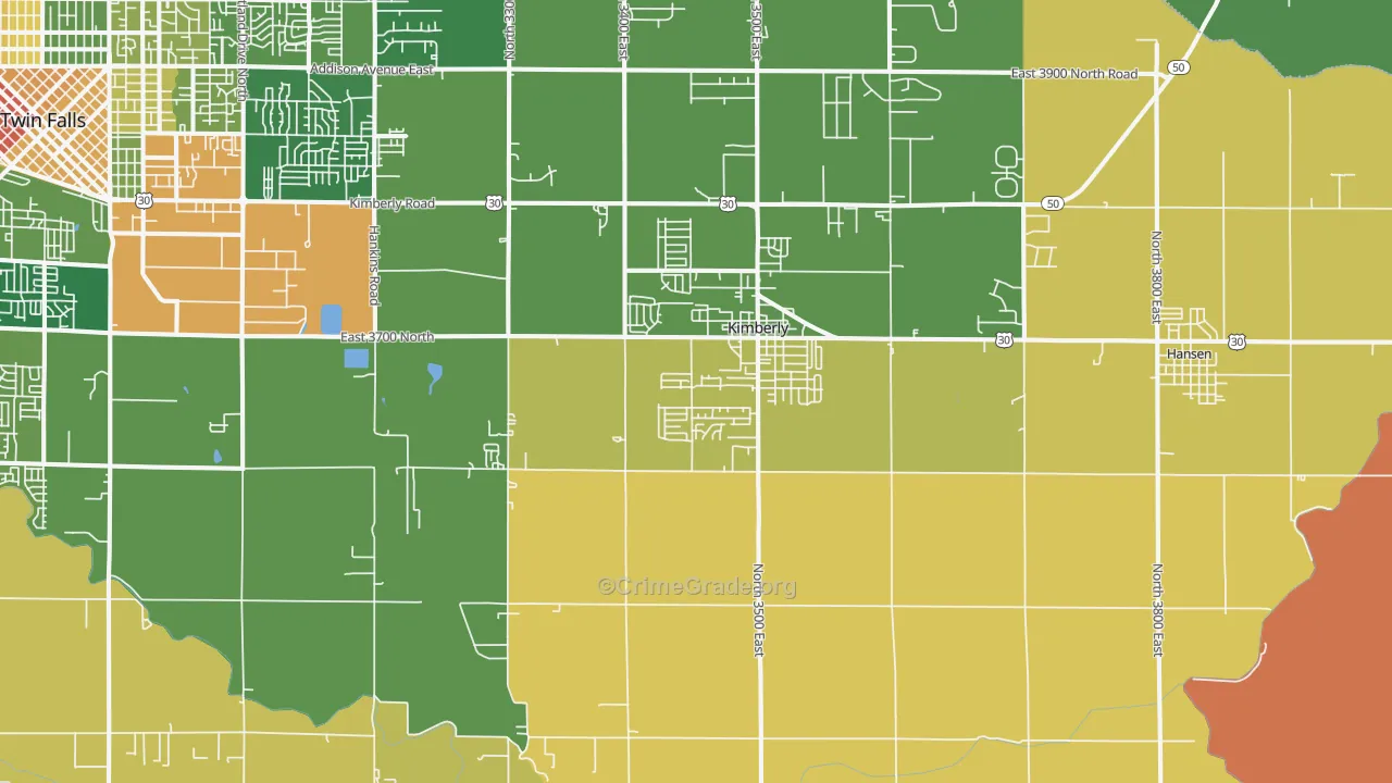 Kimberly, ID Map of Robbery Rates