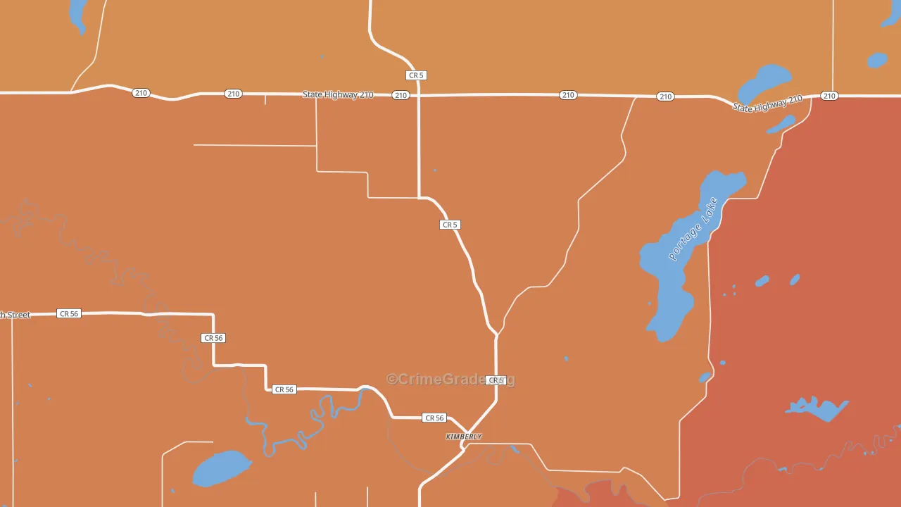 Kimberly, MN Map of Robbery Rates