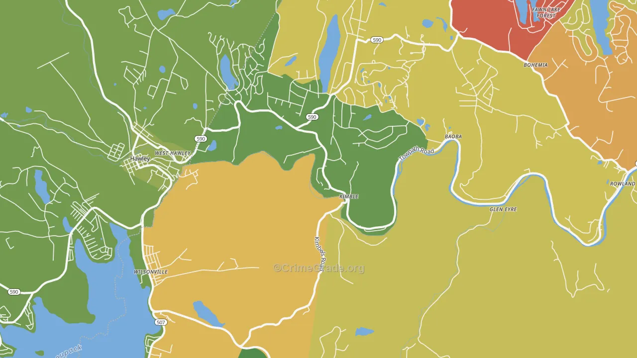 Kimbles, PA Map of Robbery Rates