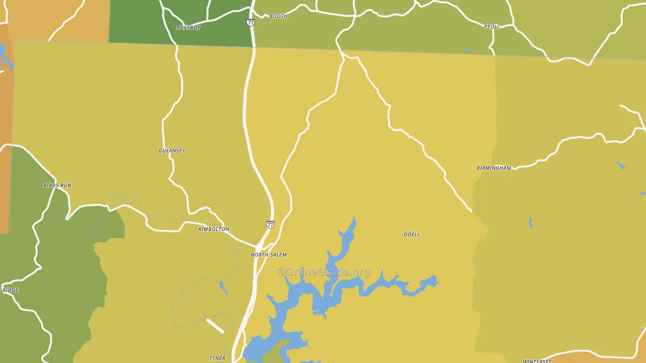 Kimbolton, OH Map of Robbery Rates
